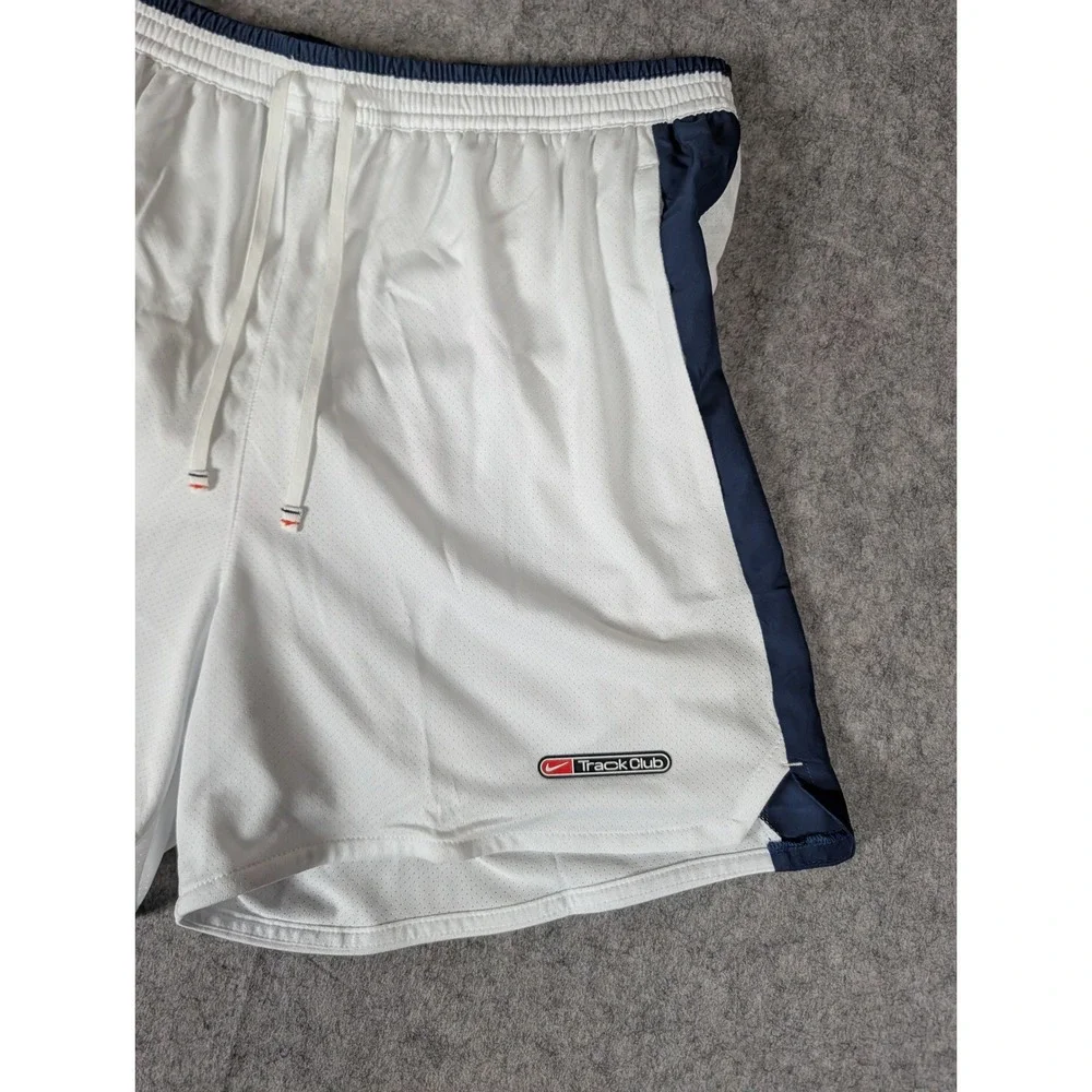 Nike Track Club Dri-FIT Running Shorts White Navy Blue Athletic Mesh Mens M